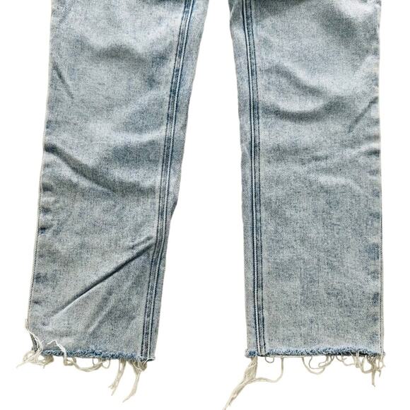 Paige Hoxton Slim Crop Jeans Size 26 Raw Hem Light Blue Wash 5 Pocket Mid-Rise - Picture 6 of 9